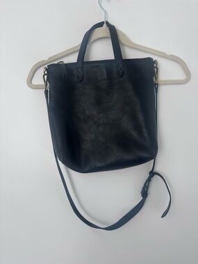 Madewell Black Leather Tote Crossbody Bag